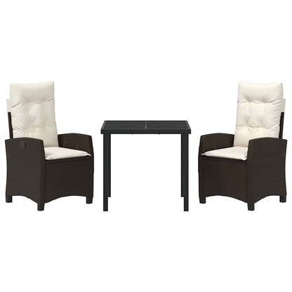 Set da Pranzo per Giardino 3 pcs Marrone polyrattan - homemem39