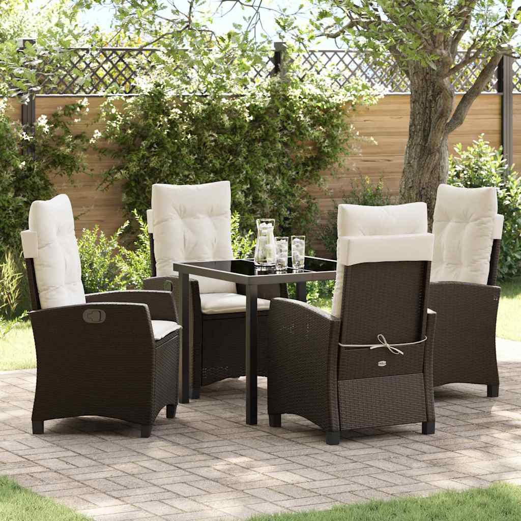Set da Pranzo per Giardino 5 pcs Marrone polyrattan - homemem39