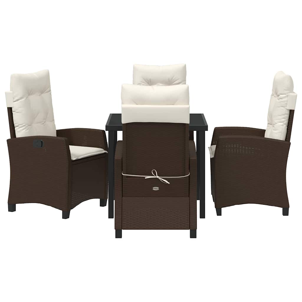 Set da Pranzo per Giardino 5 pcs Marrone polyrattan - homemem39