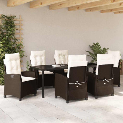 Set da Pranzo per Giardino con cuscino 7 pcs Marrone polyrattan | homemem39