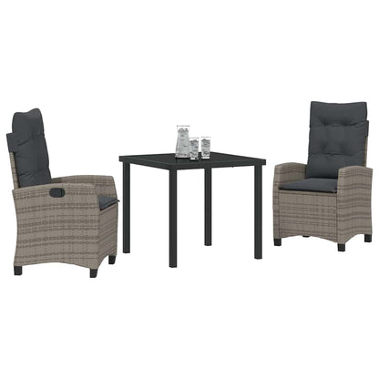 Set da Pranzo per Giardino 3 pcs Grigio polyrattan - homemem39