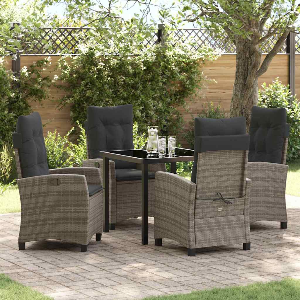 Set da Pranzo per Giardino 5 pcs Grigio polyrattan - homemem39