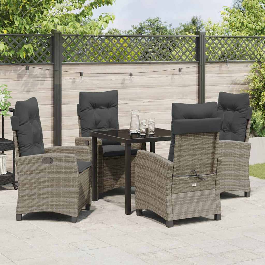 Set da Pranzo per Giardino 5 pcs Grigio polyrattan - homemem39