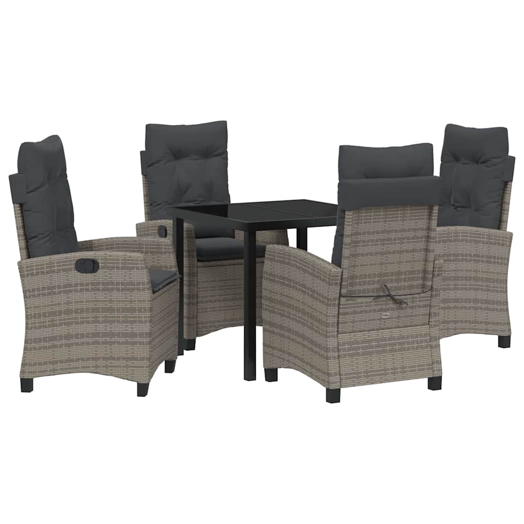 Set da Pranzo per Giardino 5 pcs Grigio polyrattan - homemem39