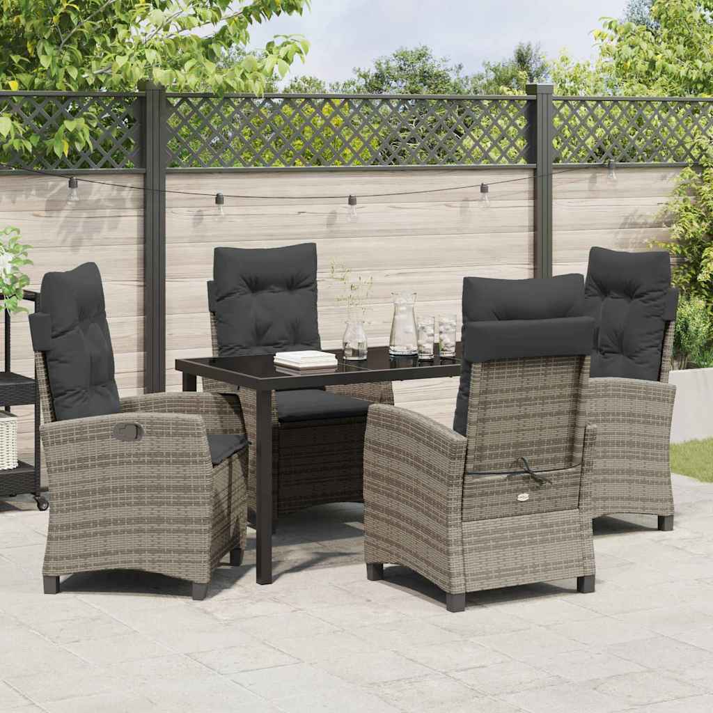 Set da Pranzo per Giardino 5 pcs Grigio polyrattan - homemem39