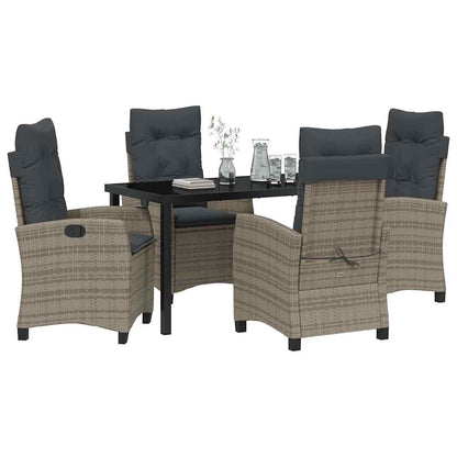 Set da Pranzo per Giardino 5 pcs Grigio polyrattan - homemem39