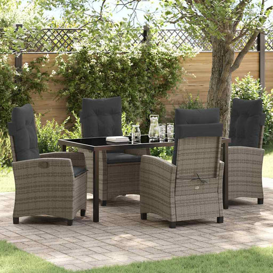 Set da Pranzo per Giardino 5 pcs Grigio polyrattan - homemem39