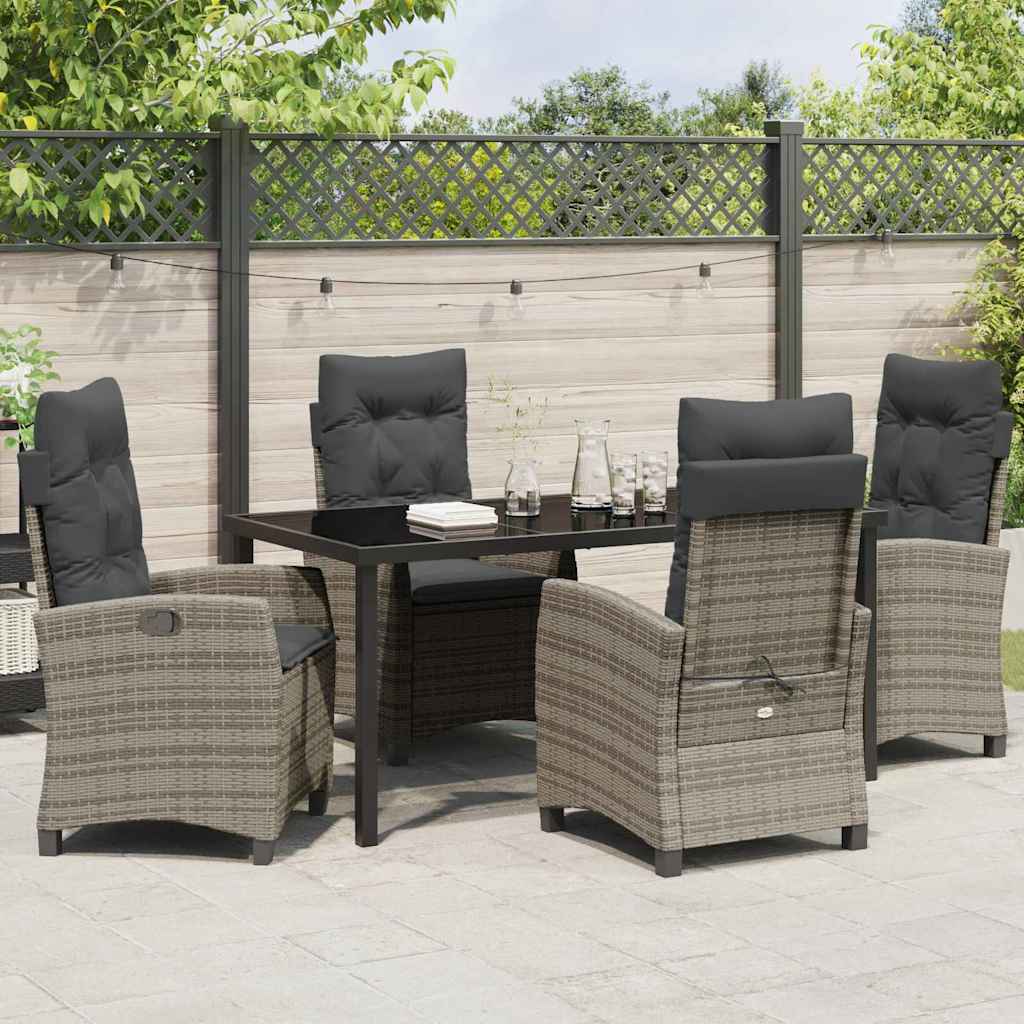 Set da Pranzo per Giardino 5 pcs Grigio polyrattan - homemem39