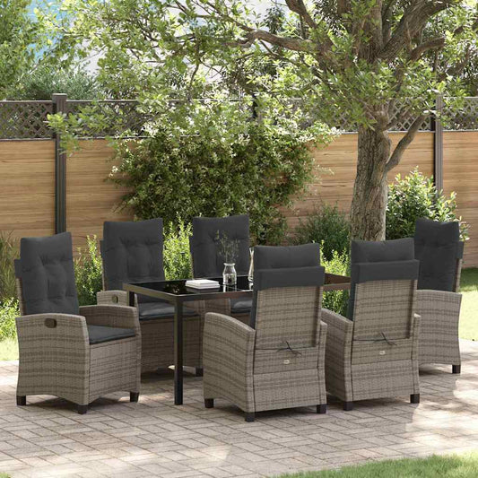 Set da Pranzo per Giardino 7 pcs Grigio polyrattan - homemem39