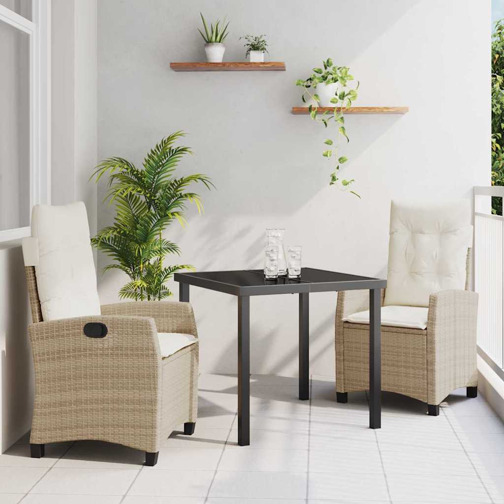 Set da Pranzo per Giardino 3 pcs Beige polyrattan - homemem39