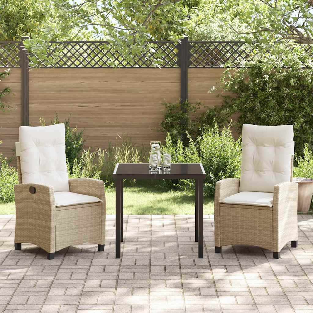 Set da Pranzo per Giardino 3 pcs Beige polyrattan - homemem39