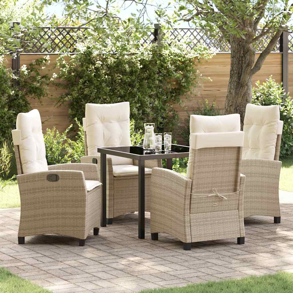 Set da Pranzo per Giardino 5 pcs Beige polyrattan - homemem39