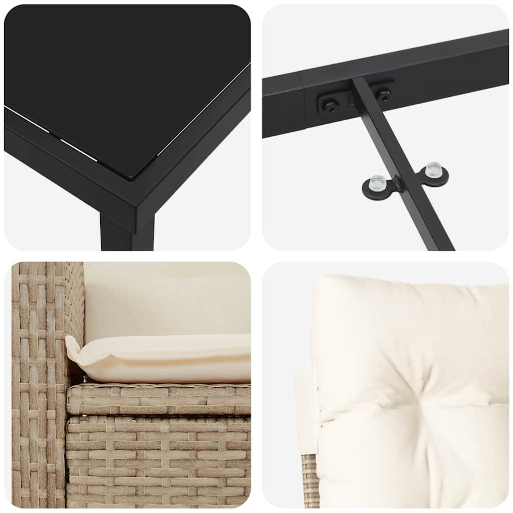 Set da Pranzo per Giardino 5 pcs Beige polyrattan - homemem39