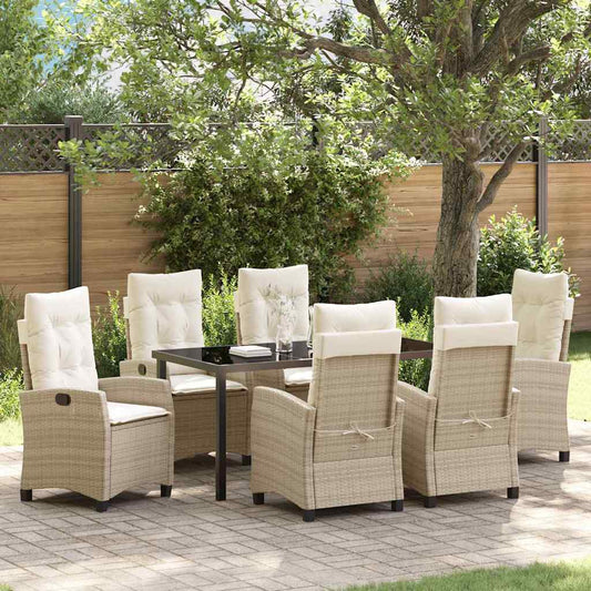 Set da Pranzo per Giardino 7 pcs Beige polyrattan - homemem39