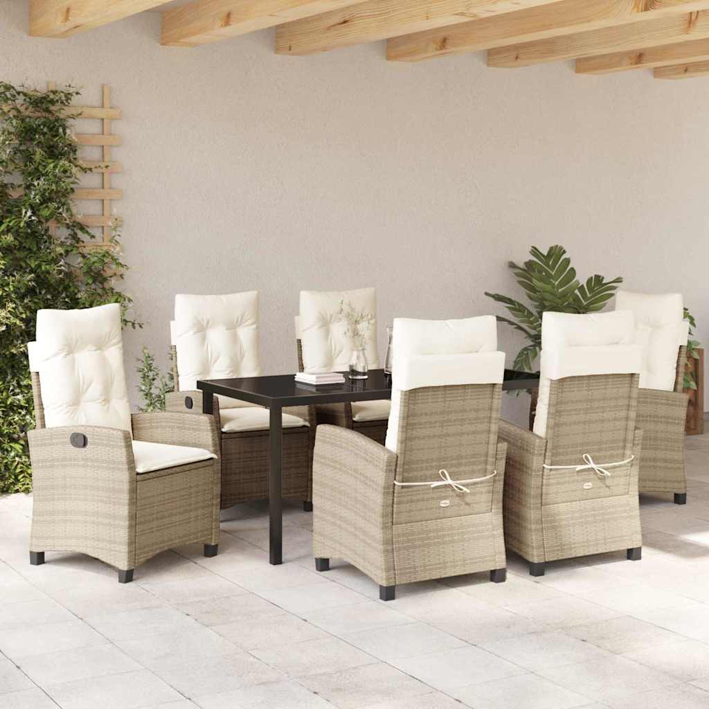 Set da Pranzo per Giardino 7 pcs Beige polyrattan - homemem39