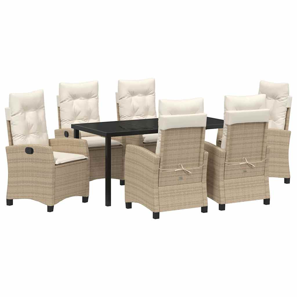 Set da Pranzo per Giardino 7 pcs Beige polyrattan - homemem39