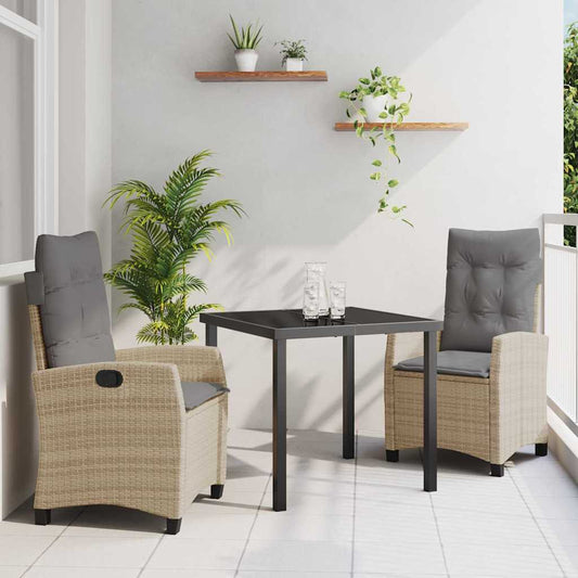 Set da Pranzo per Giardino 3 pcs Beige polyrattan - homemem39