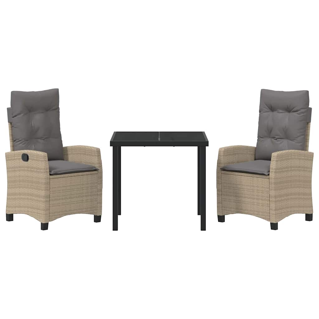 Set da Pranzo per Giardino 3 pcs Beige polyrattan - homemem39