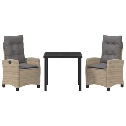 Set da Pranzo per Giardino 3 pcs Beige polyrattan - homemem39