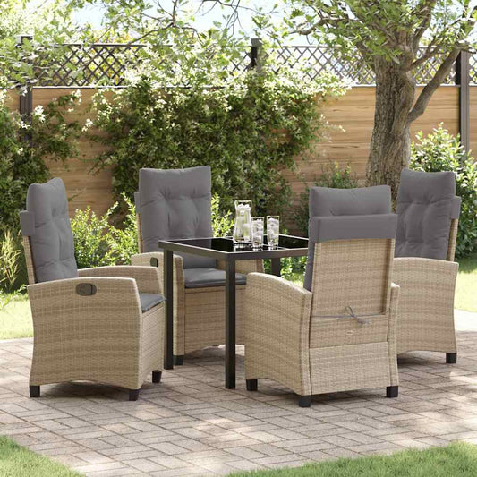 Set da Pranzo per Giardino 5 pcs Beige polyrattan - homemem39