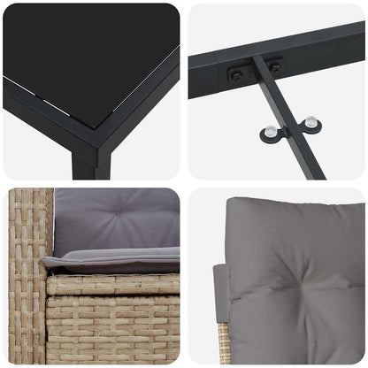 Set da Pranzo per Giardino 5 pcs Beige polyrattan - homemem39