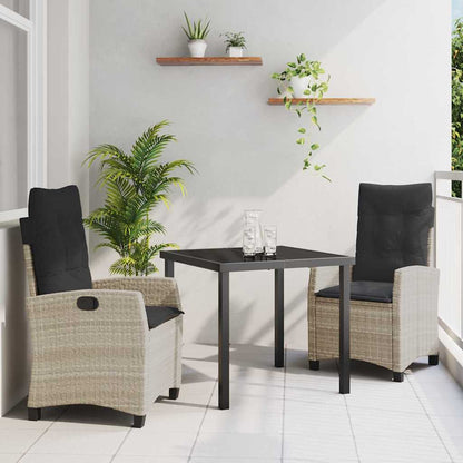 Set da Pranzo per Giardino 3 pcs Grigio chiaro polyrattan - homemem39