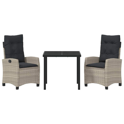 Set da Pranzo per Giardino 3 pcs Grigio chiaro polyrattan - homemem39