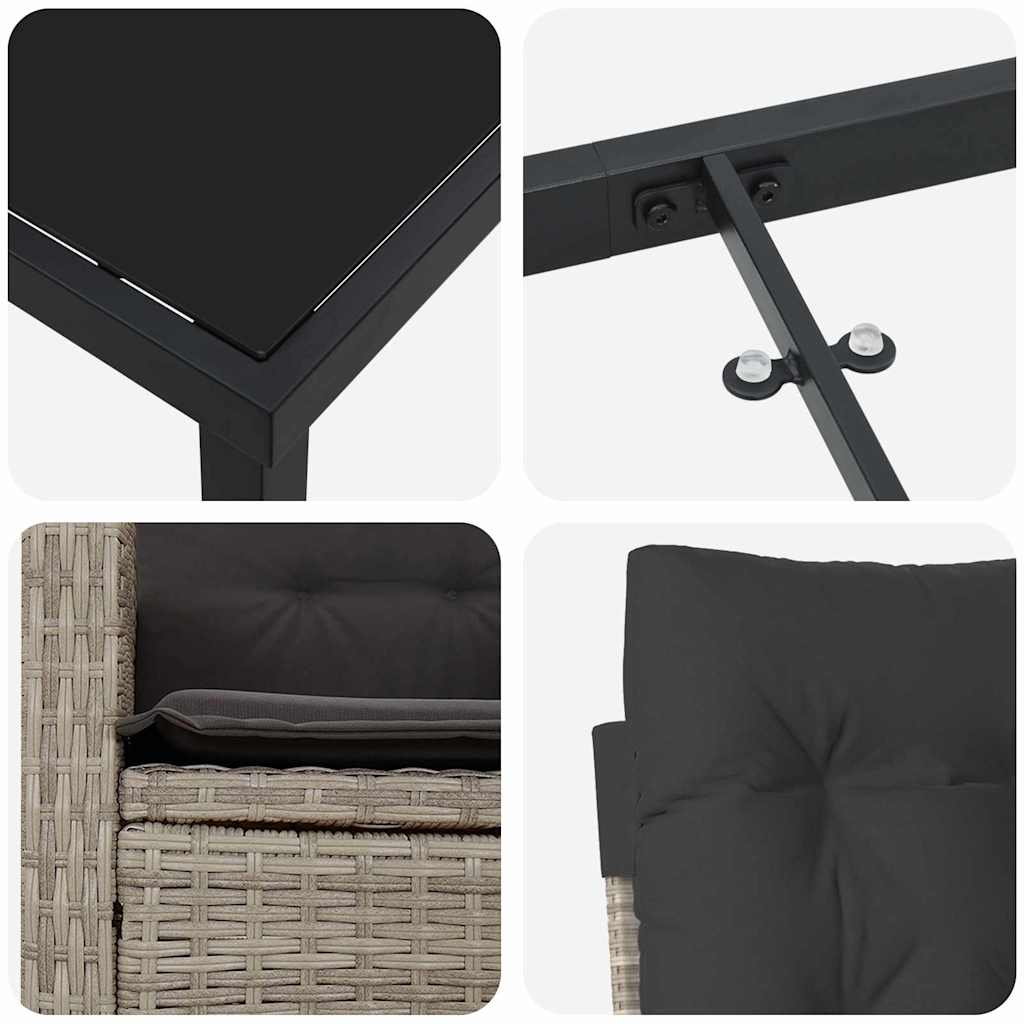 Set da Pranzo per Giardino 5 pcs Grigio chiaro polyrattan - homemem39