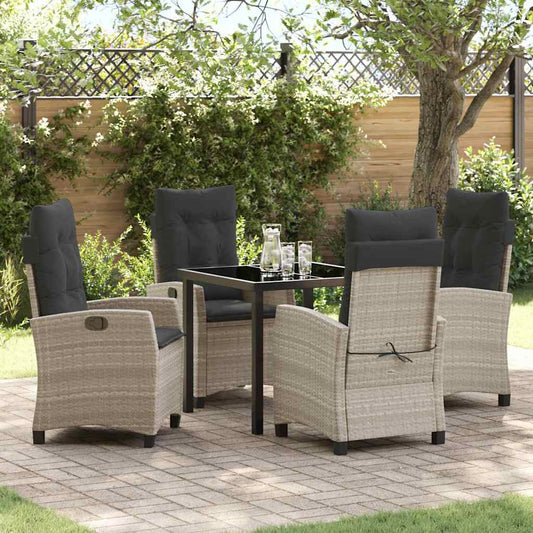 Set da Pranzo per Giardino 5 pcs Grigio chiaro polyrattan - homemem39