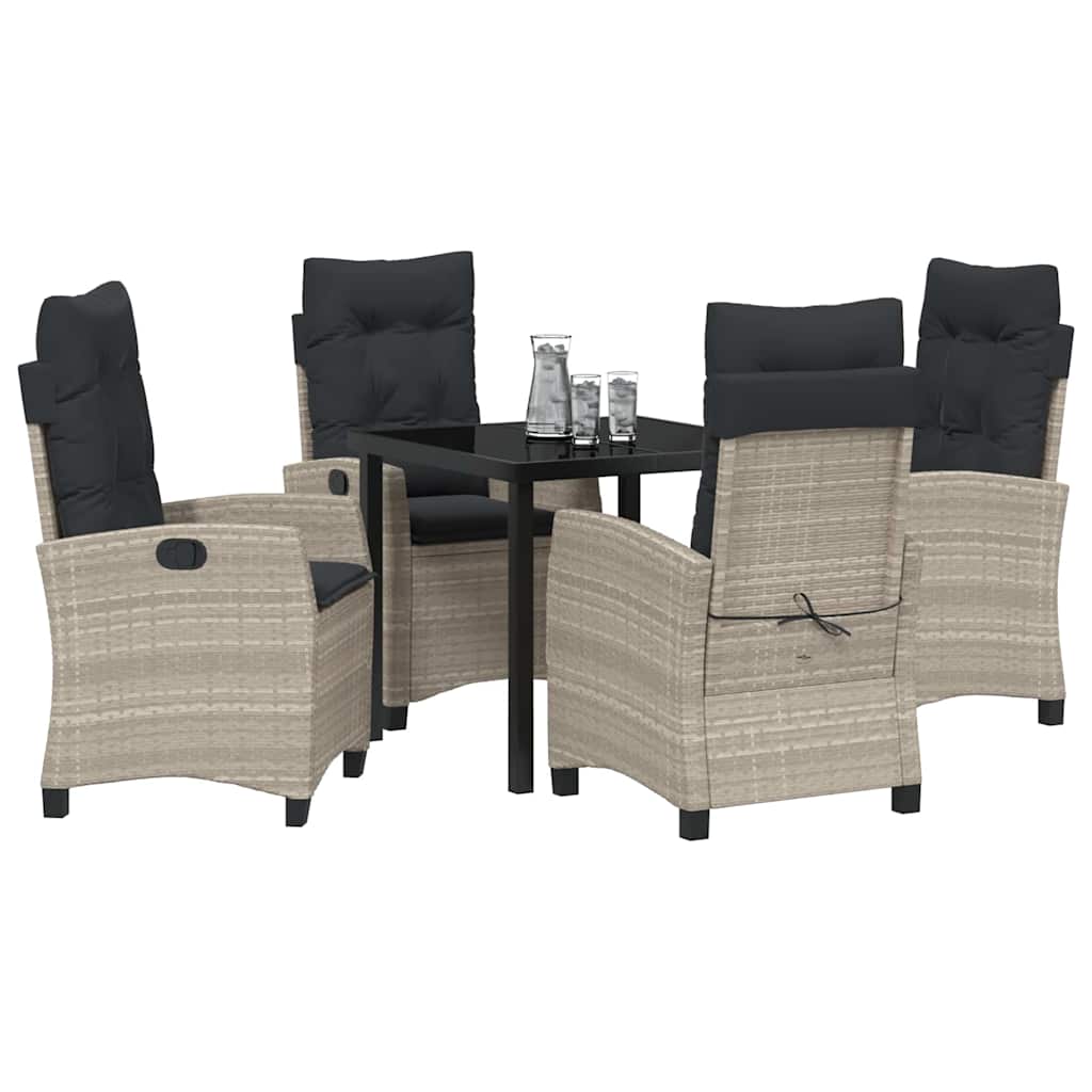 Set da Pranzo per Giardino 5 pcs Grigio chiaro polyrattan - homemem39
