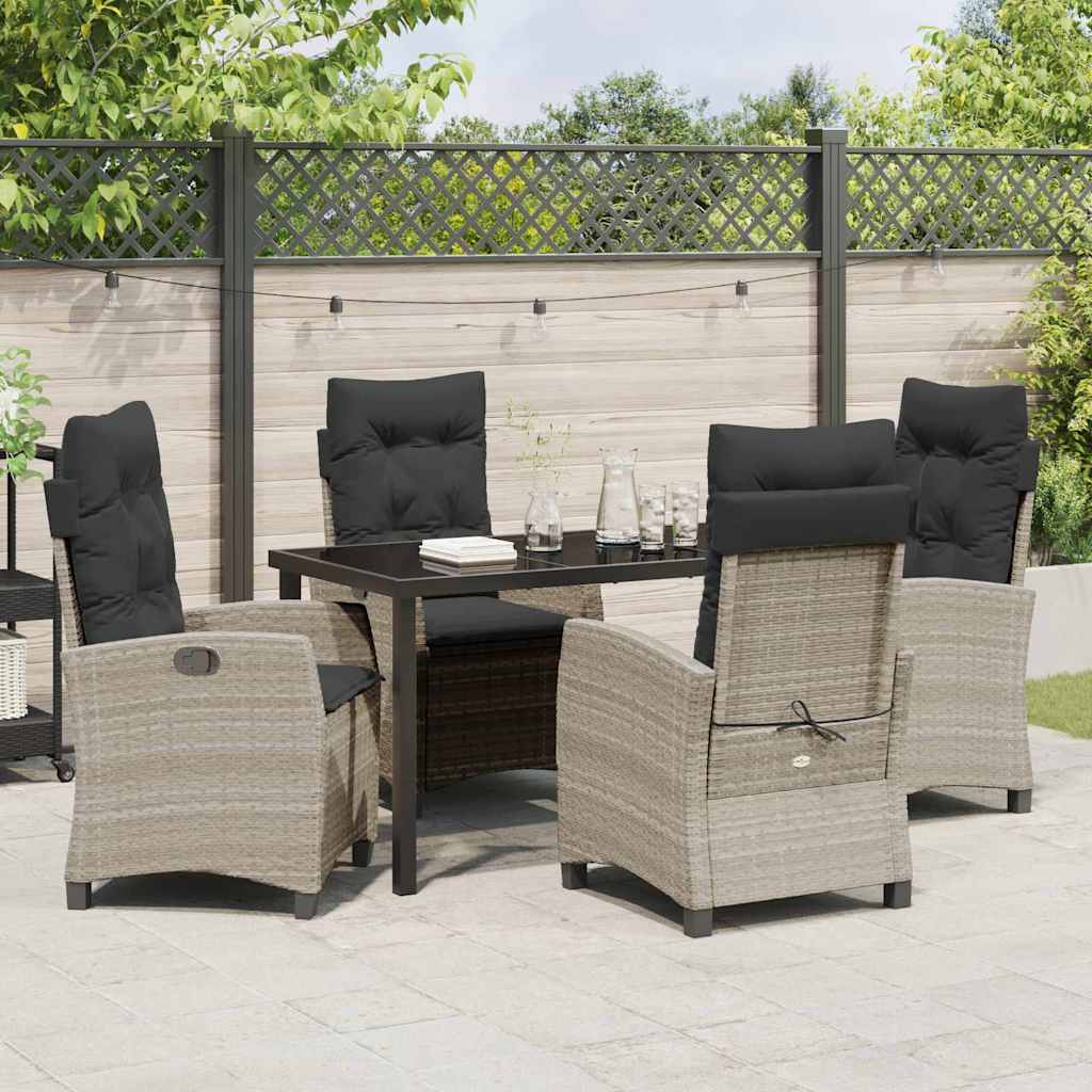 Set da Pranzo per Giardino 5 pcs Grigio chiaro polyrattan - homemem39