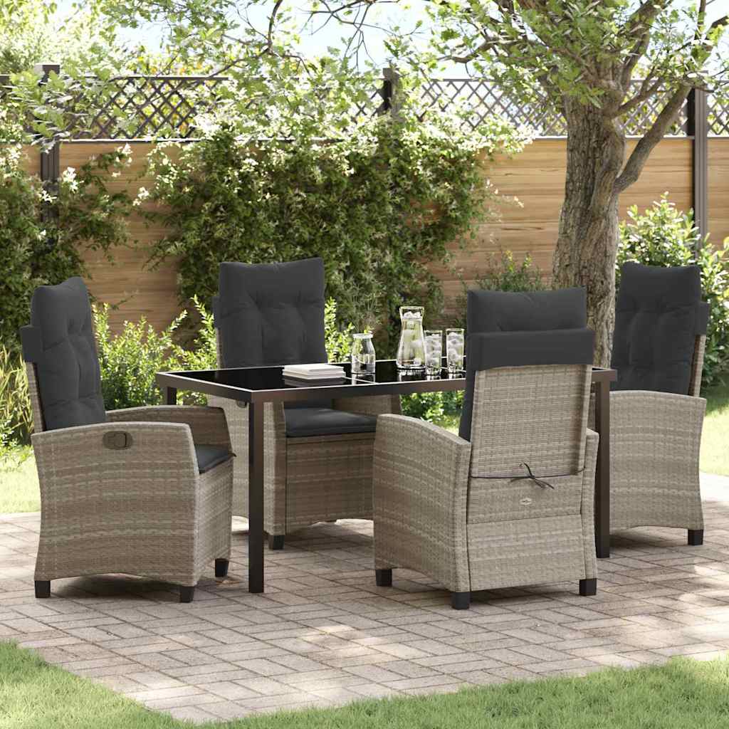 Set da Pranzo per Giardino 5 pcs Grigio chiaro polyrattan - homemem39