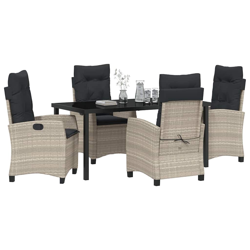 Set da Pranzo per Giardino 5 pcs Grigio chiaro polyrattan - homemem39