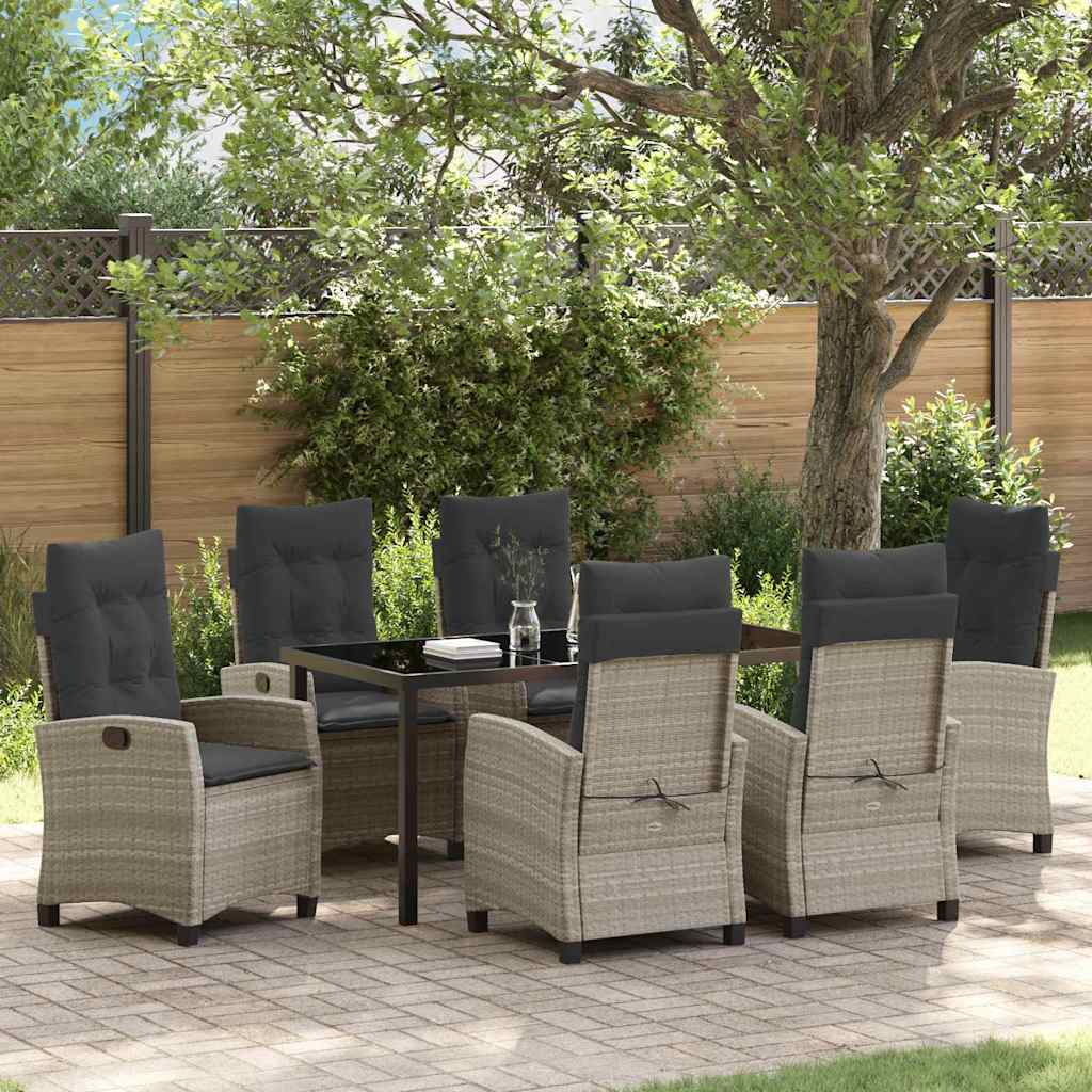 Set da Pranzo per Giardino 7 pcs Grigio chiaro polyrattan - homemem39