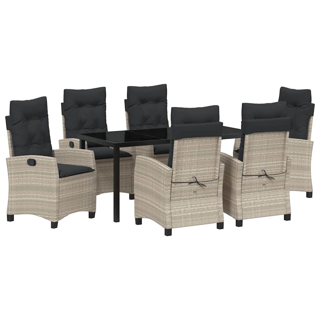 Set da Pranzo per Giardino 7 pcs Grigio chiaro polyrattan - homemem39