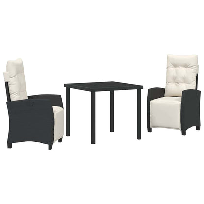 Set da Pranzo per Giardino 3 pcs Nero polyrattan - homemem39