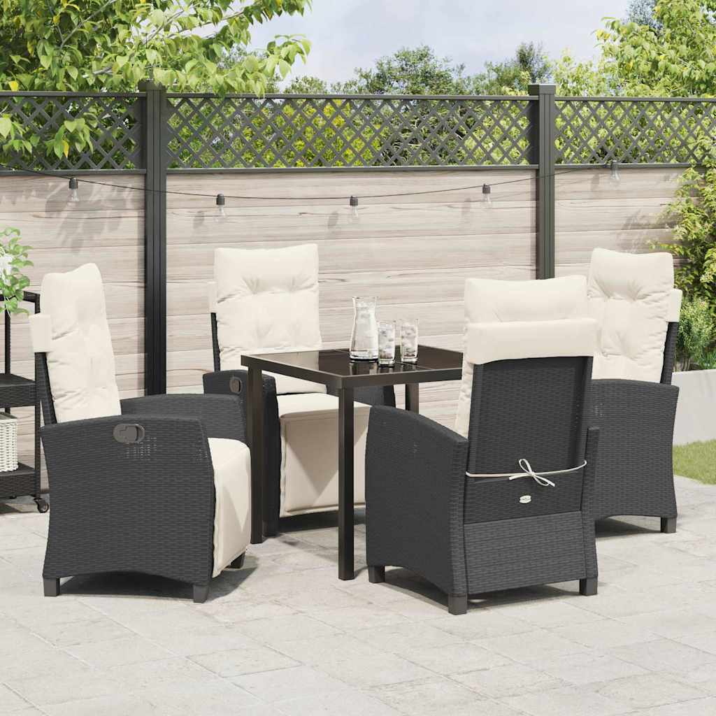 Set da Pranzo per Giardino 5 pcs Nero polyrattan - homemem39