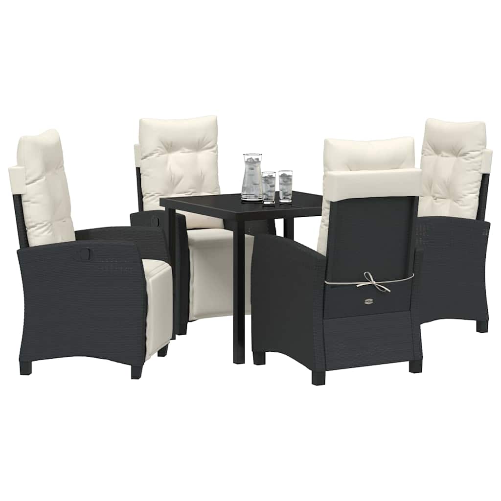Set da Pranzo per Giardino 5 pcs Nero polyrattan - homemem39