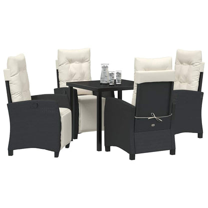 Set da Pranzo per Giardino 5 pcs Nero polyrattan - homemem39