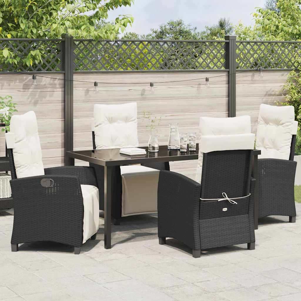 Set da Pranzo per Giardino 5 pcs Nero polyrattan - homemem39