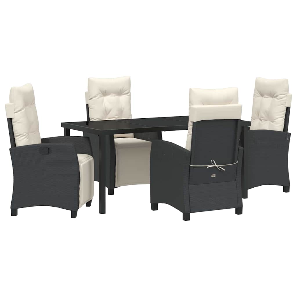 Set da Pranzo per Giardino 5 pcs Nero polyrattan - homemem39