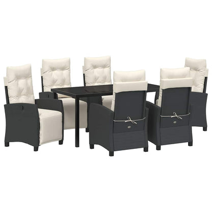 Set da Pranzo per Giardino 7 pcs Nero polyrattan - homemem39