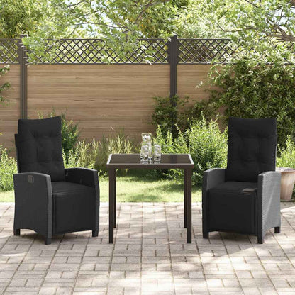 Set da Pranzo per Giardino 3 pcs Nero polyrattan - homemem39