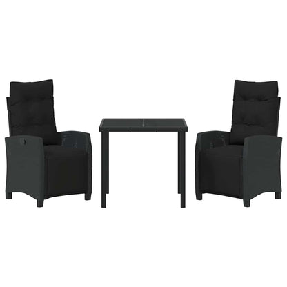Set da Pranzo per Giardino 3 pcs Nero polyrattan - homemem39