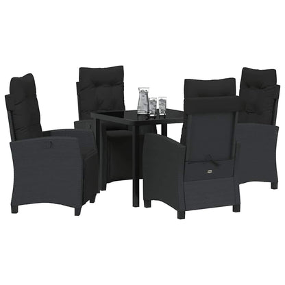 Set da Pranzo per Giardino 5 pcs Nero polyrattan - homemem39