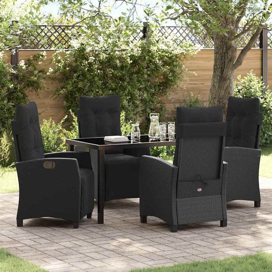 Set da Pranzo per Giardino 5 pcs Nero polyrattan - homemem39
