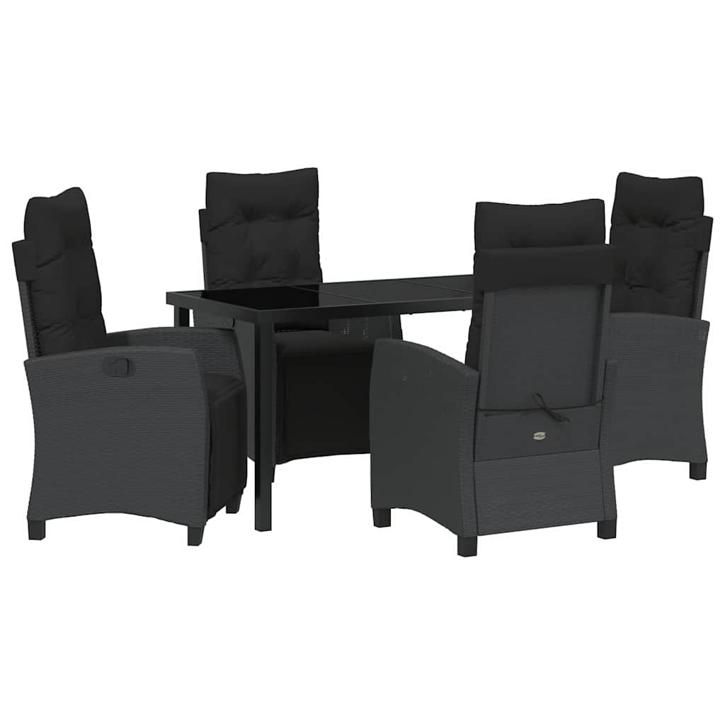Set da Pranzo per Giardino 5 pcs Nero polyrattan - homemem39