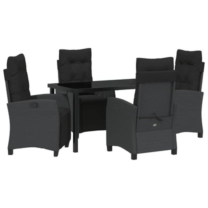 Set da Pranzo per Giardino 5 pcs Nero polyrattan - homemem39