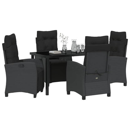 Set da Pranzo per Giardino 5 pcs Nero polyrattan - homemem39