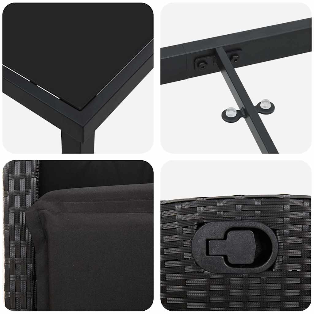 Set da Pranzo per Giardino 5 pcs Nero polyrattan - homemem39